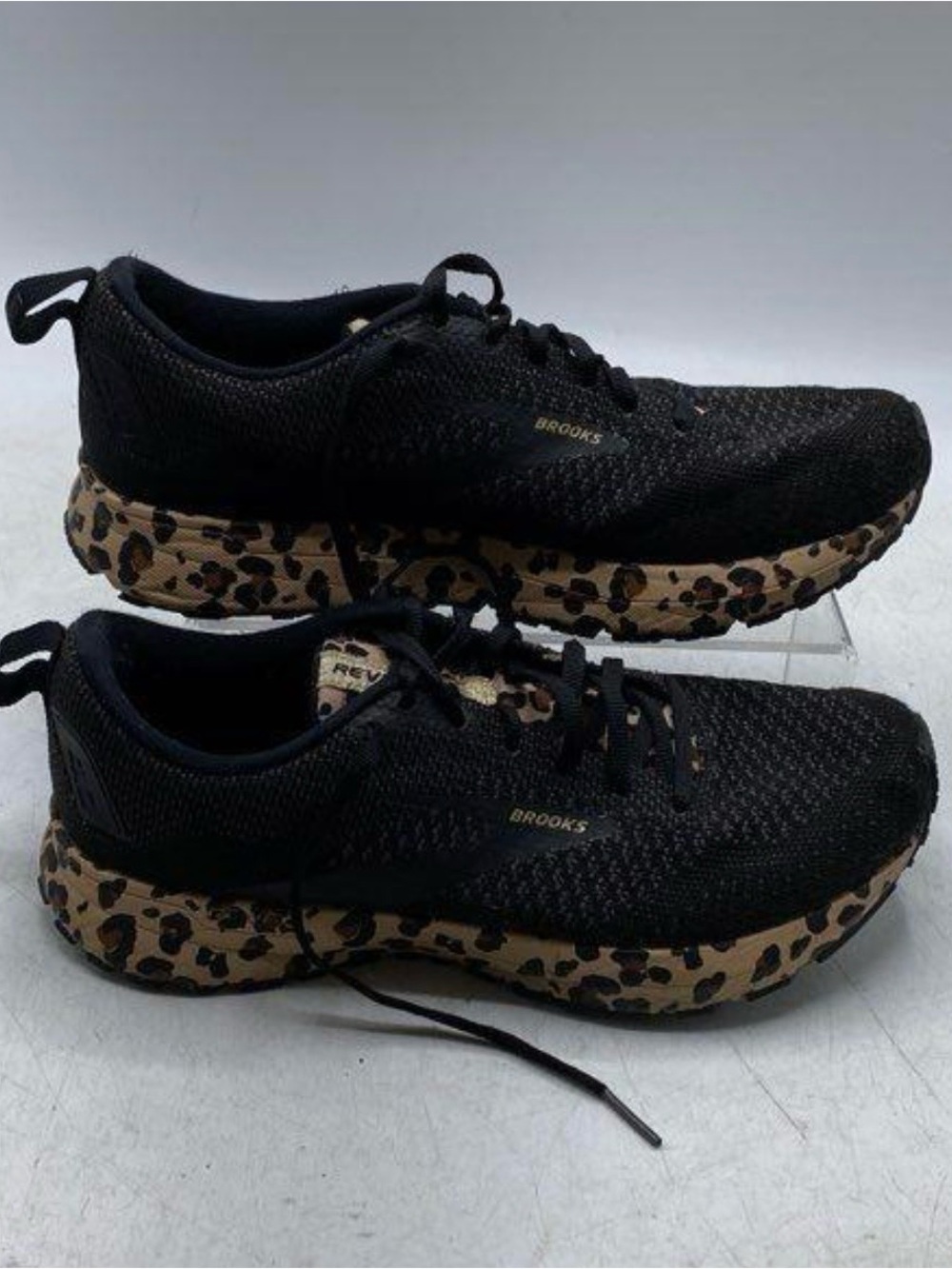 Brooks Women's Black Running Shoes with Leopard-Print Midsole
